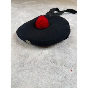 Vintage Scottish Glengarry Bonnet Navy Wool Red Toorie Hat Size 7 1/4